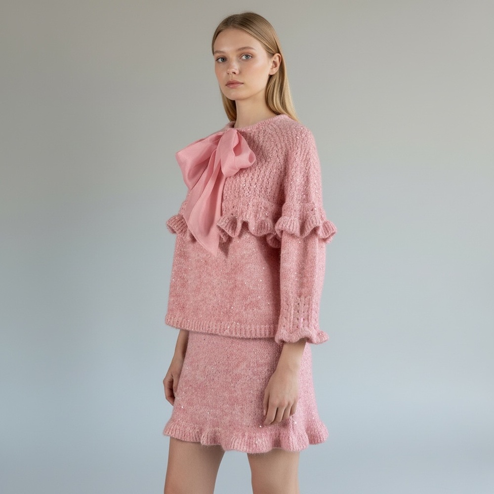 NWT Sweater Skirt Set with Ruffle Accents